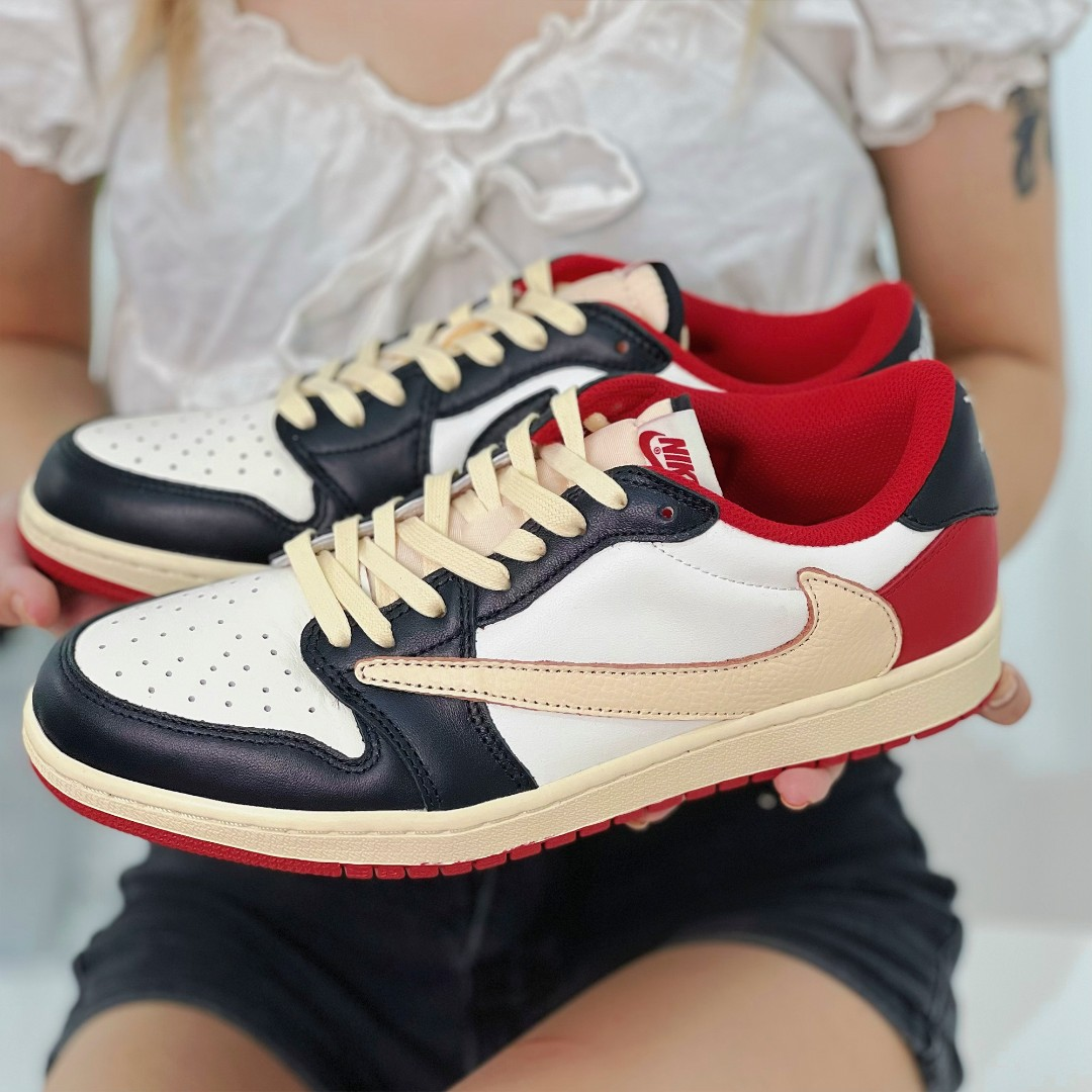 Red Beige Custom Sneakers Air Jordan 1 Travis Scott