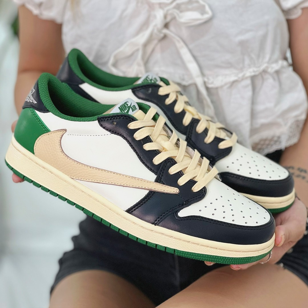 Green Black Custom Sneakers Air Jordan 1 Travis Scott