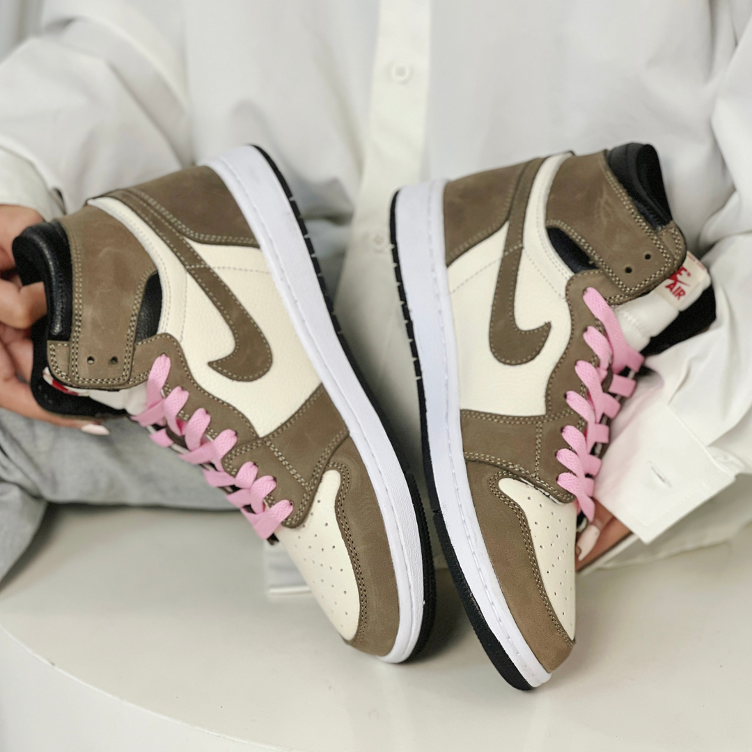 Brown Black Custom Sneakers Air Jordan 1 High Travis Scott