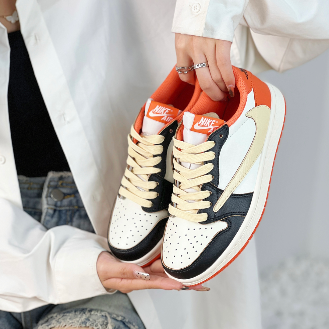 Orange Beige Custom Sneakers Air Jordan 1 Travis Scott