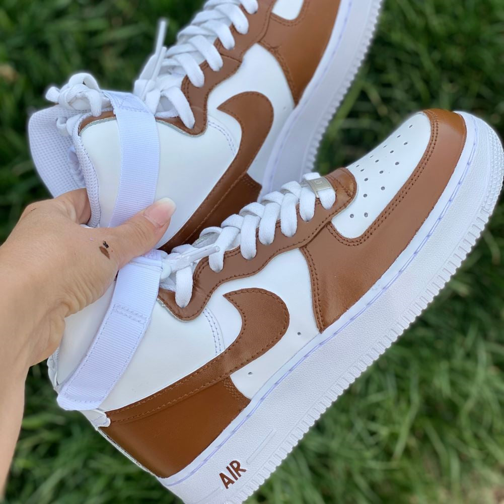 Mocha Brown Custom Sneakers Air Force 1 High