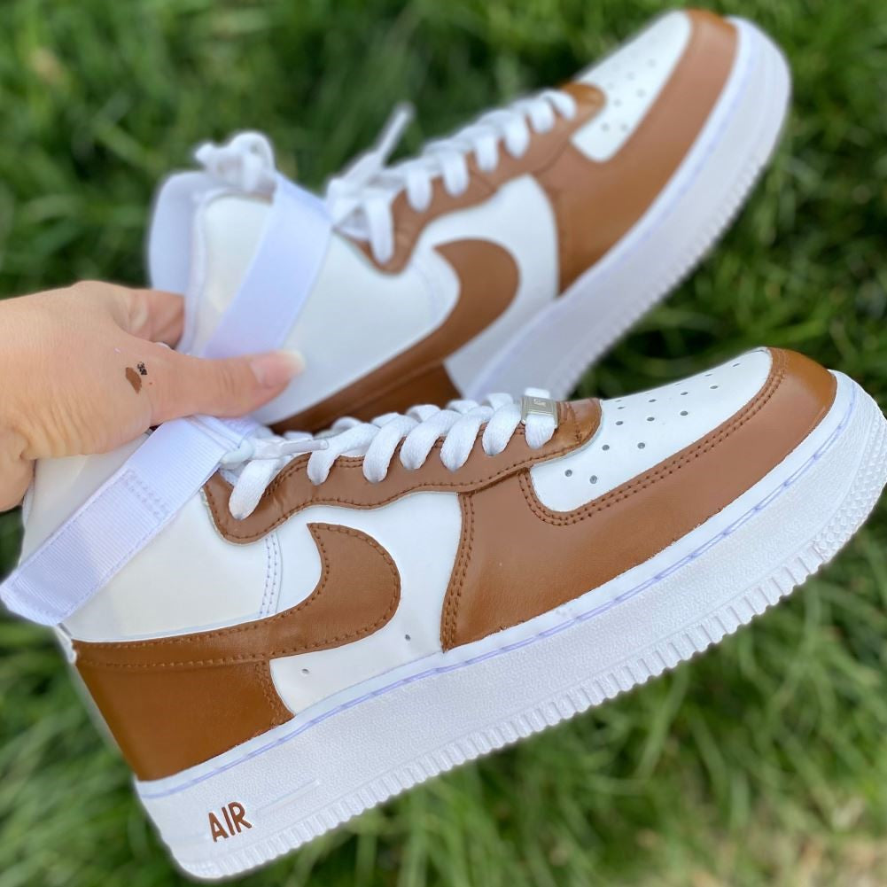 Mocha Brown Custom Sneakers Air Force 1 High