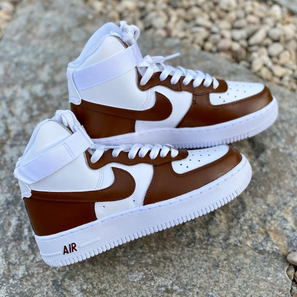 Mocha Brown Custom Sneakers Air Force 1 High