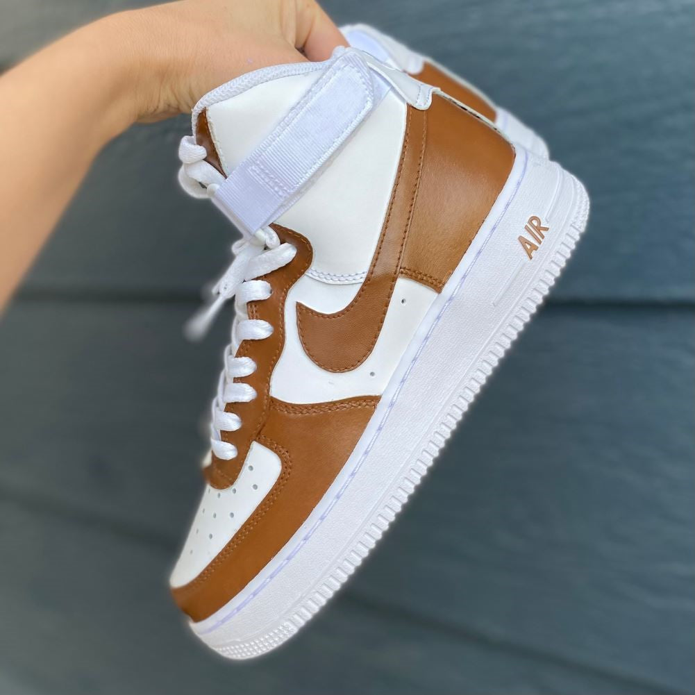 Mocha Brown Custom Sneakers Air Force 1 High