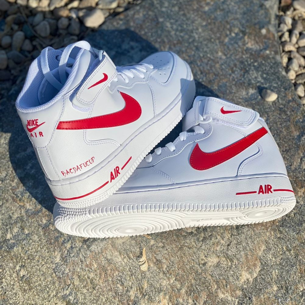 Red Smooth Custom Sneakers Air Force 1 Mid