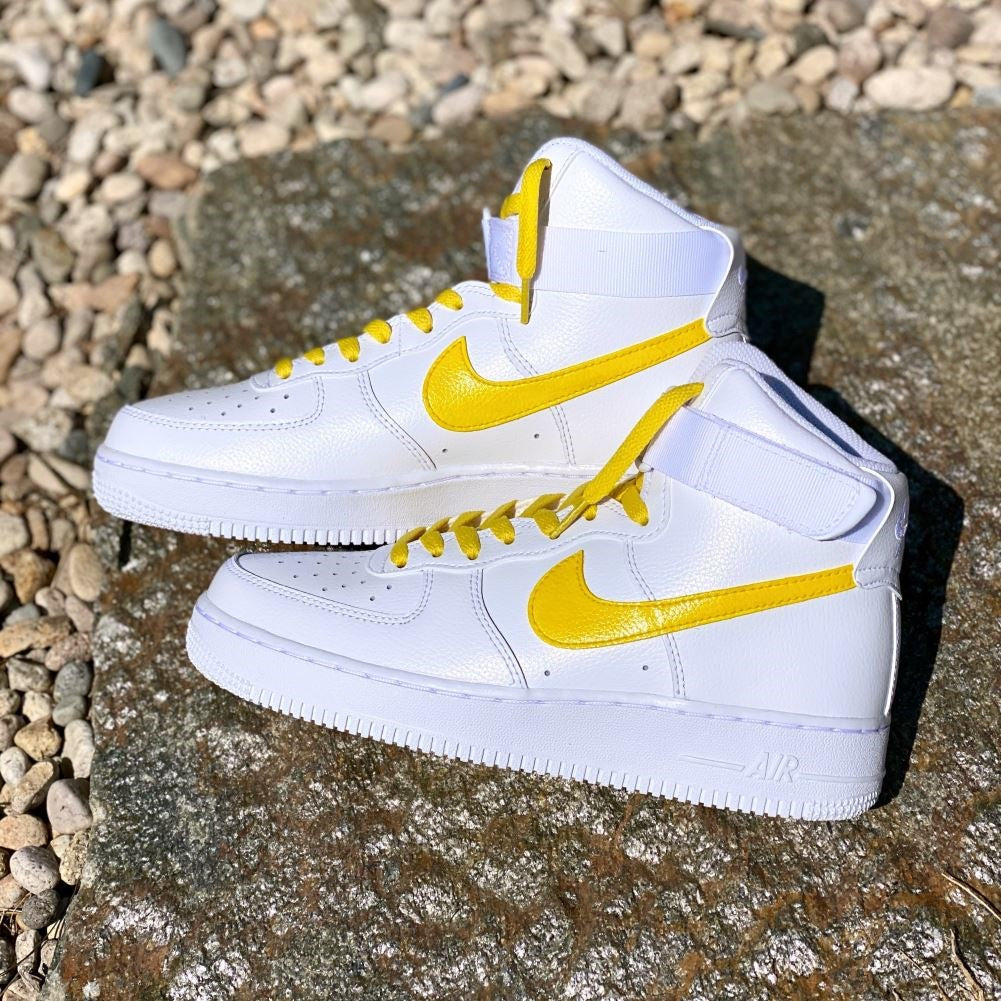 Yellow Smooth Custom Sneakers Air Force 1 High