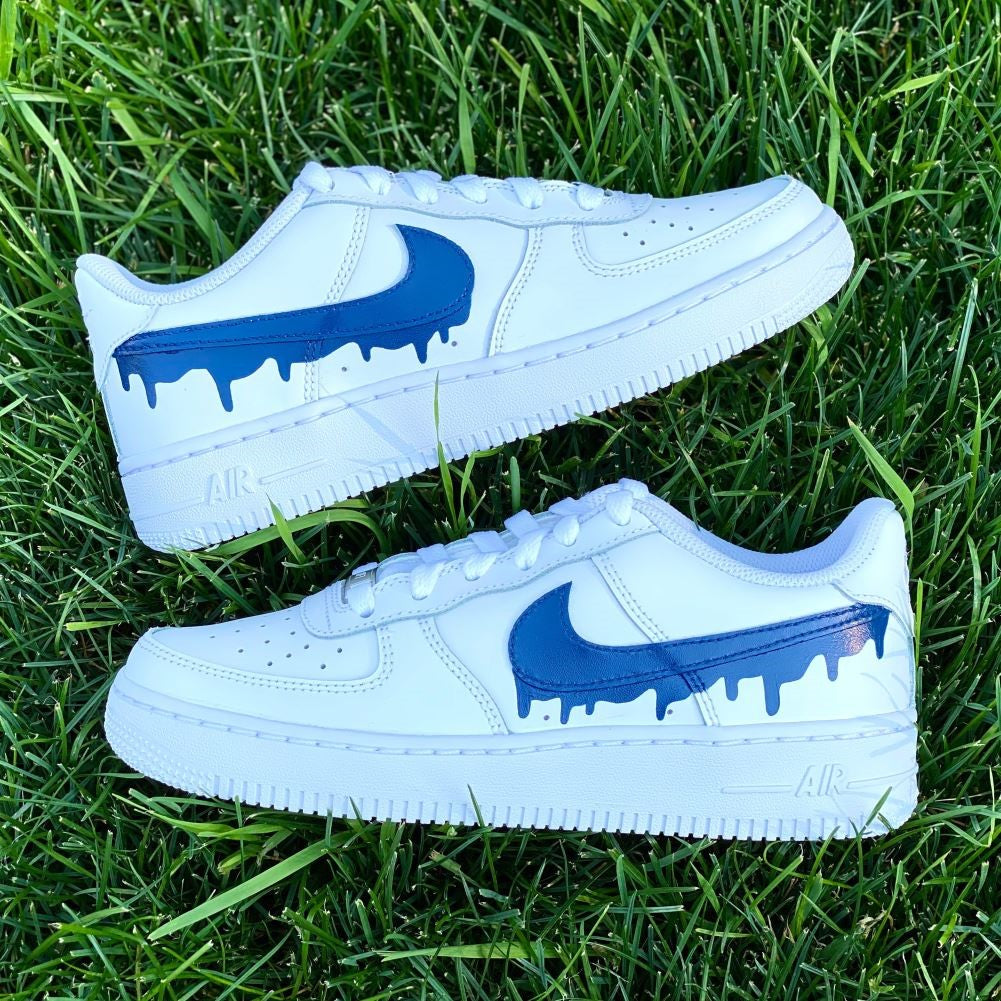 Royal Blue Dripping Custom Sneakers Air Force 1