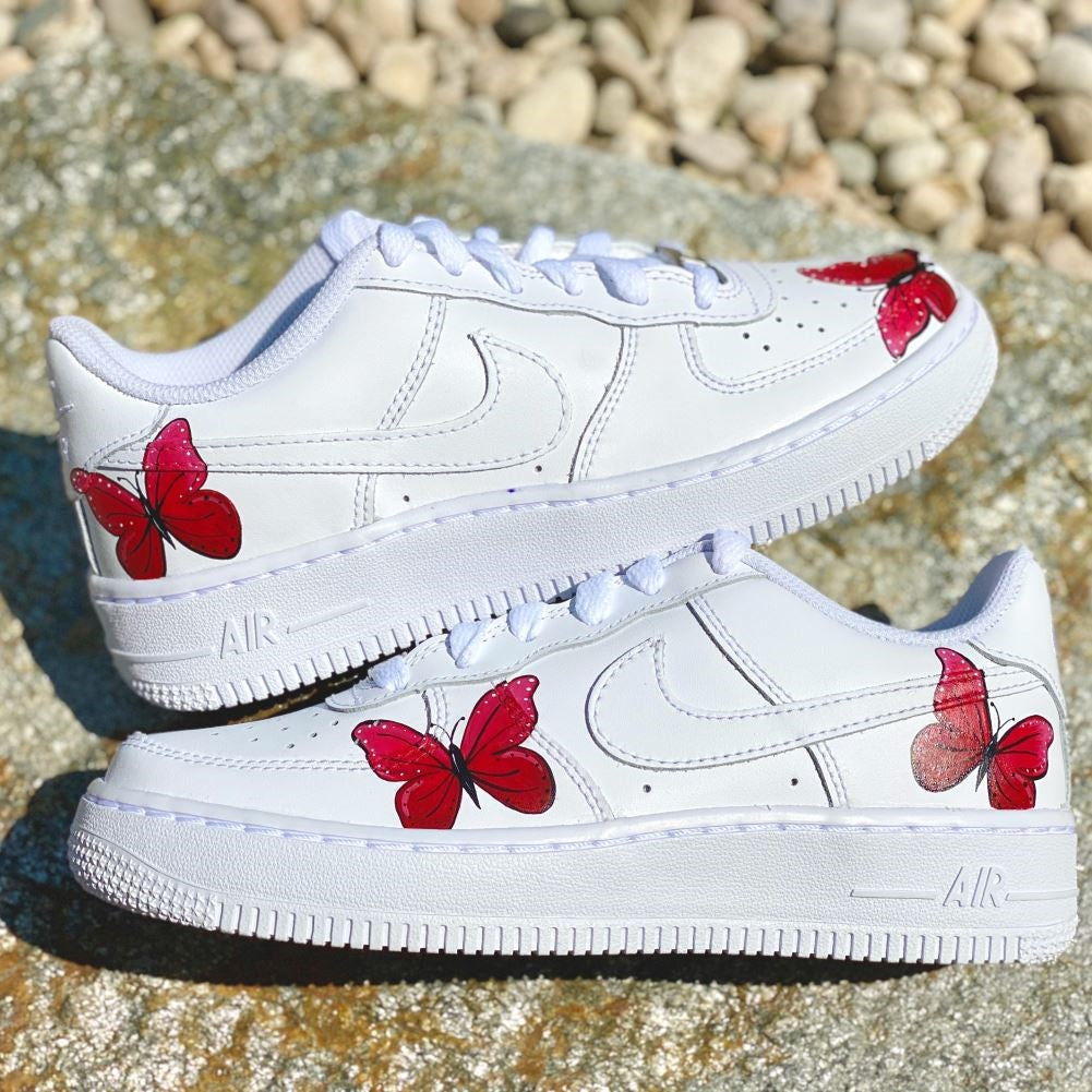 Red Butterflies Custom Sneakers Air Force 1