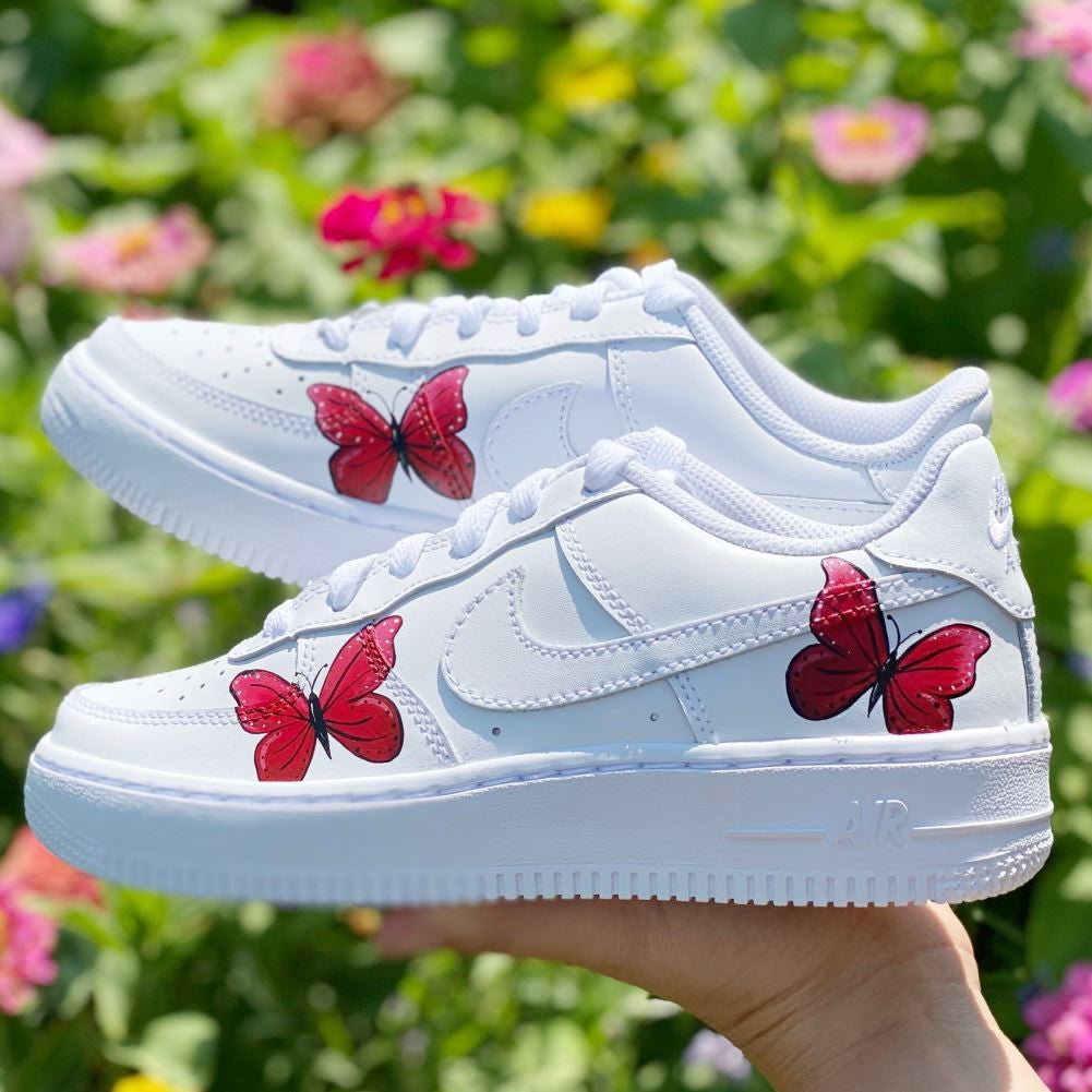 Red Butterflies Custom Sneakers Air Force 1