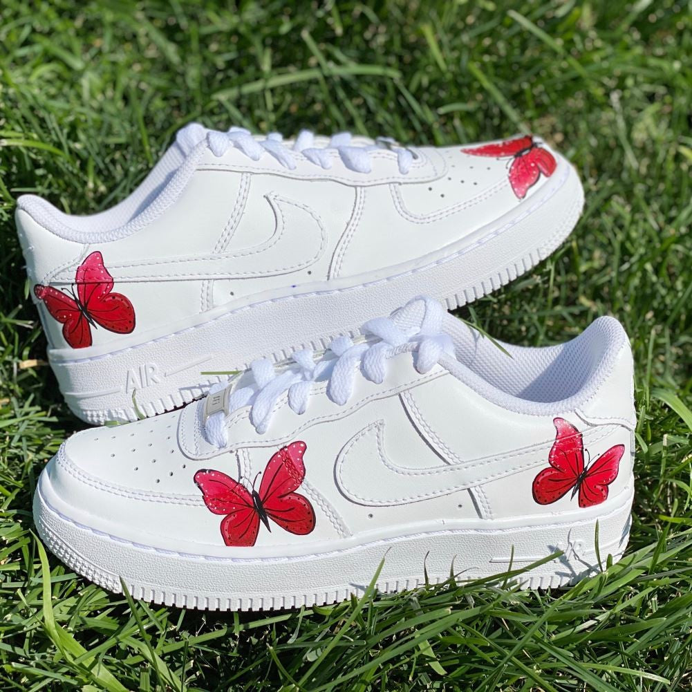 Red Butterflies Custom Sneakers Air Force 1