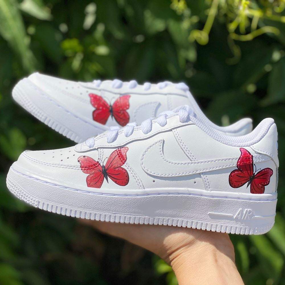 Red Butterflies Custom Sneakers Air Force 1