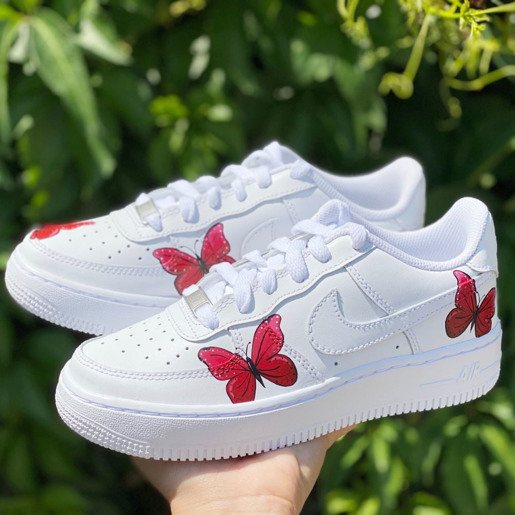 Red Butterflies Custom Sneakers Air Force 1