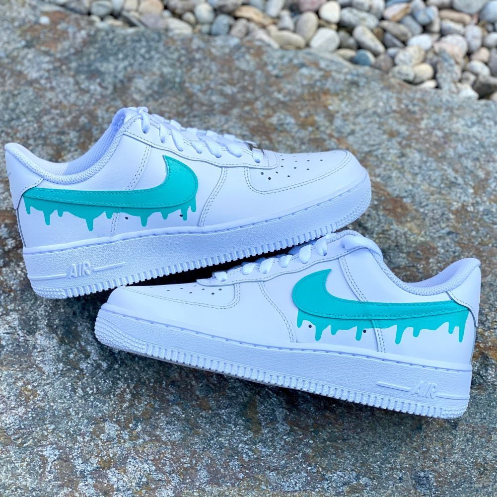 Mint Green Drip Custom Sneakers Air Force 1