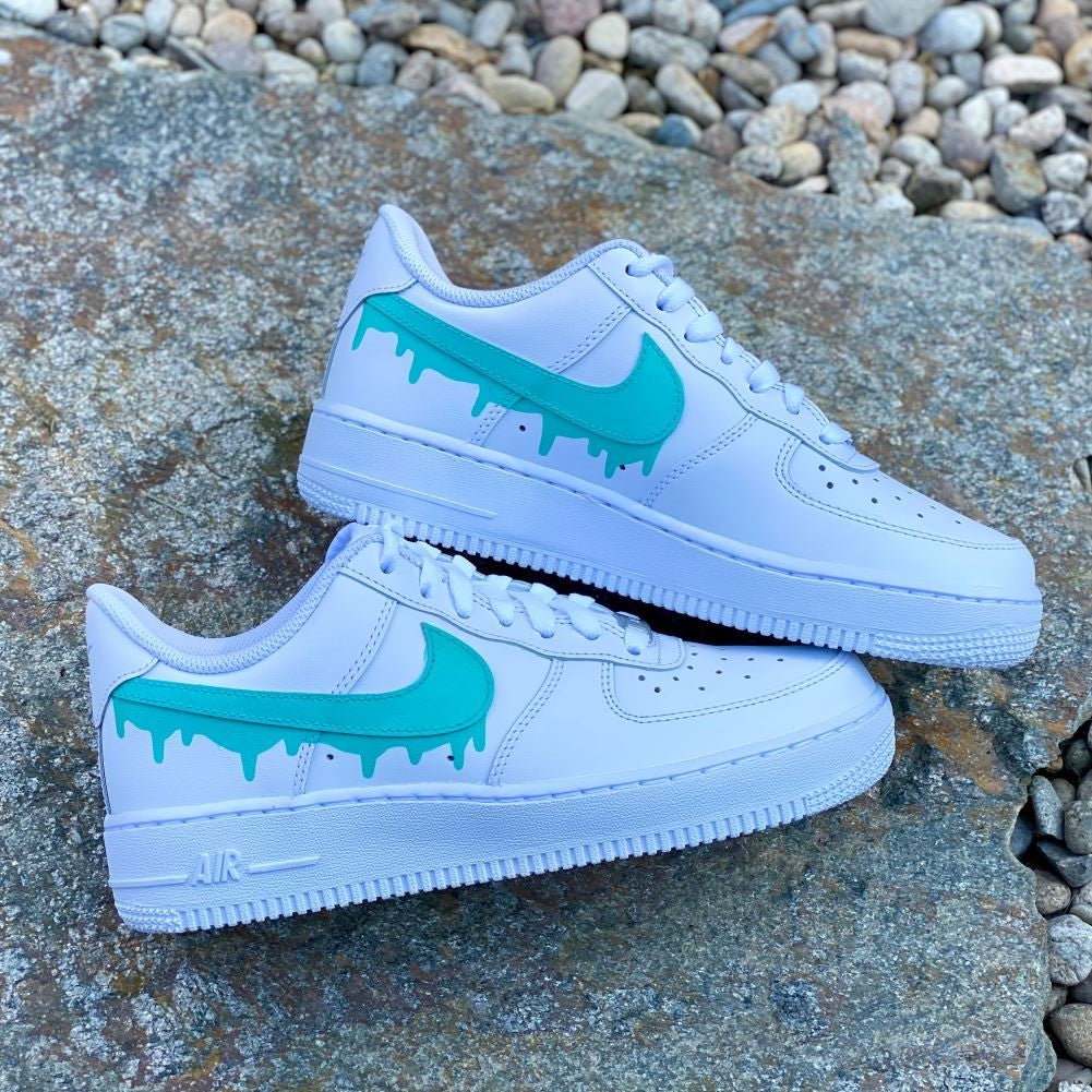 Mint Green Drip Custom Sneakers Air Force 1