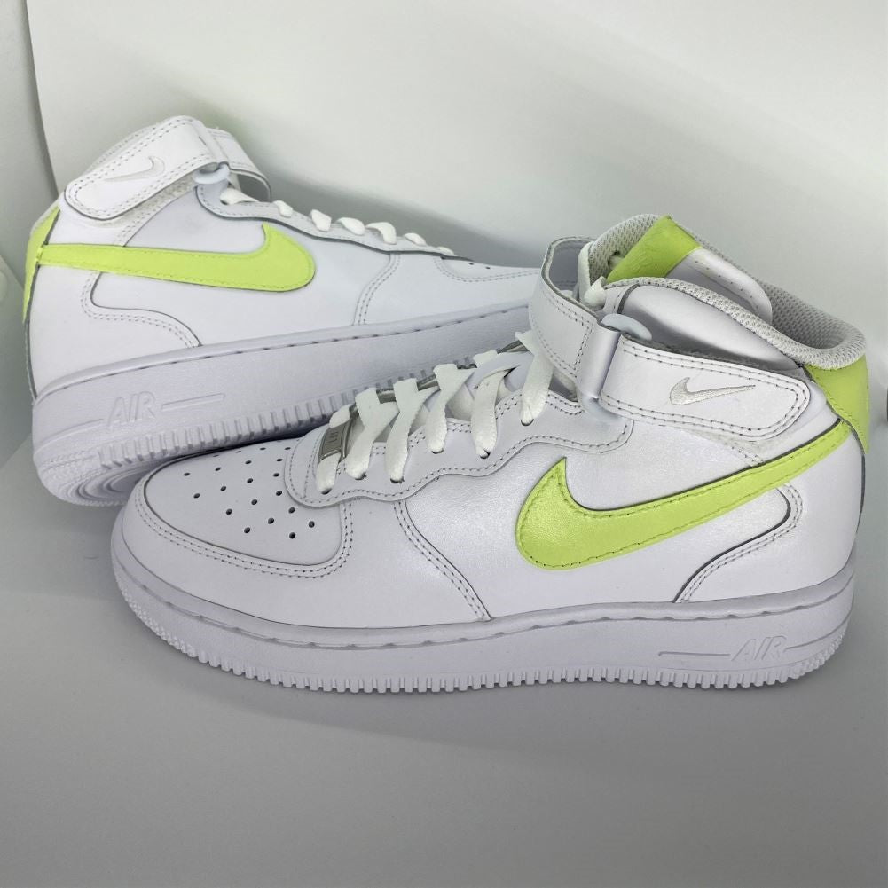 Neon Green Custom Sneakers Air Force 1 Mid