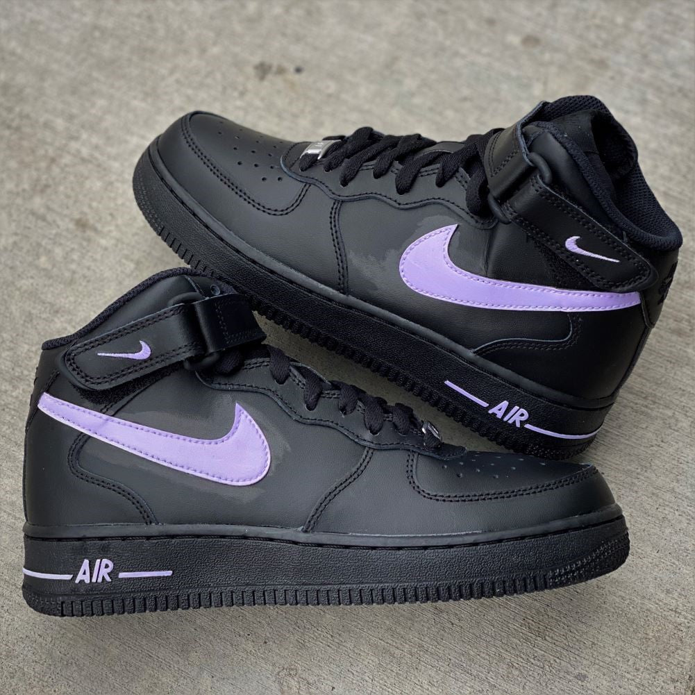 Black Purple Custom Sneakers Air Force 1 Mid