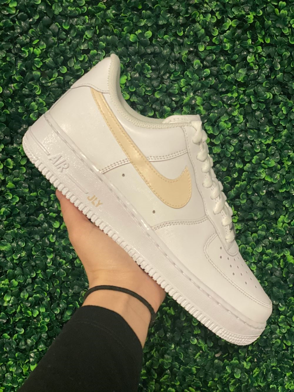 Beige Smooth Custom Sneakers Air Force 1