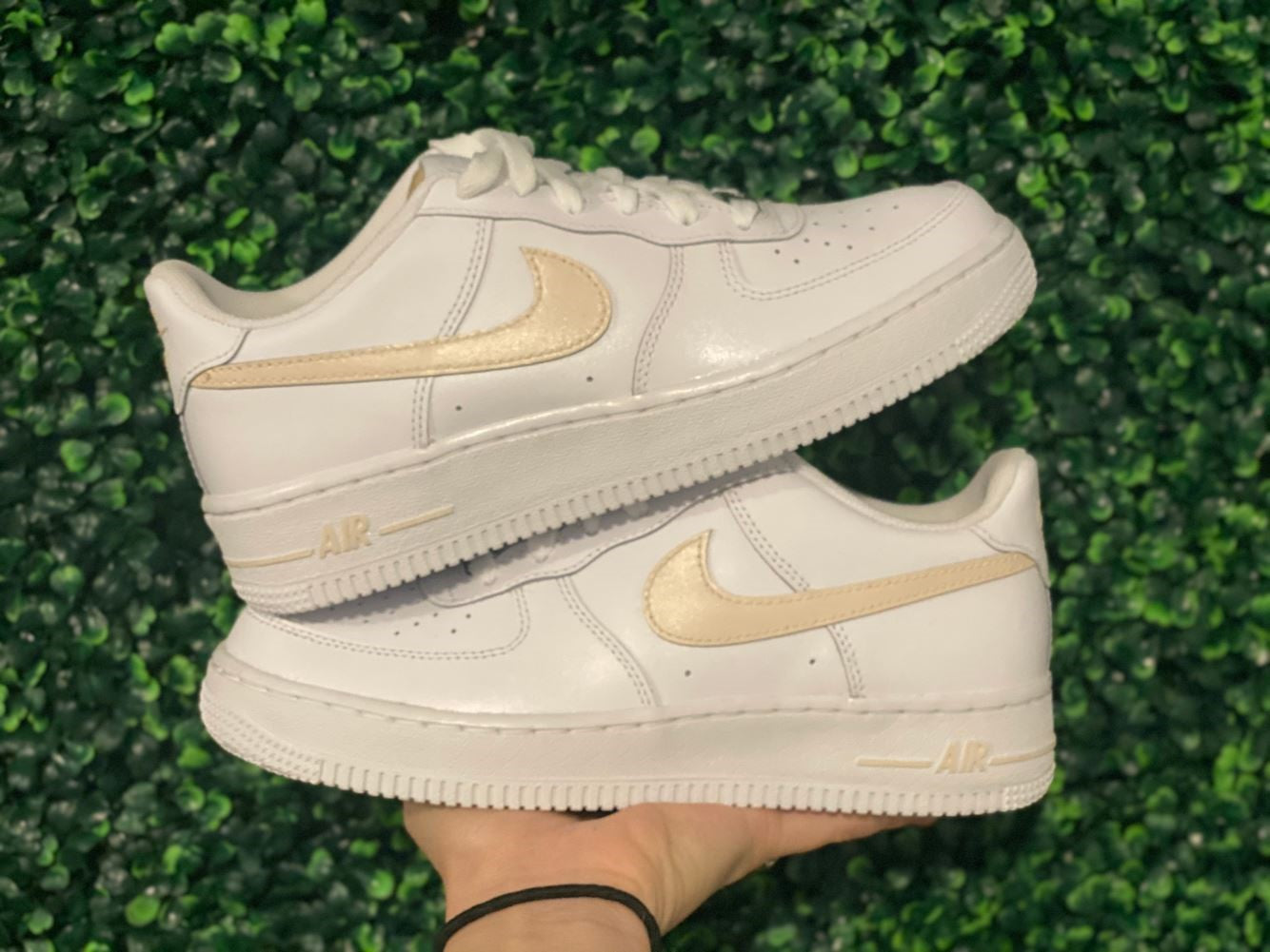 Beige Smooth Custom Sneakers Air Force 1