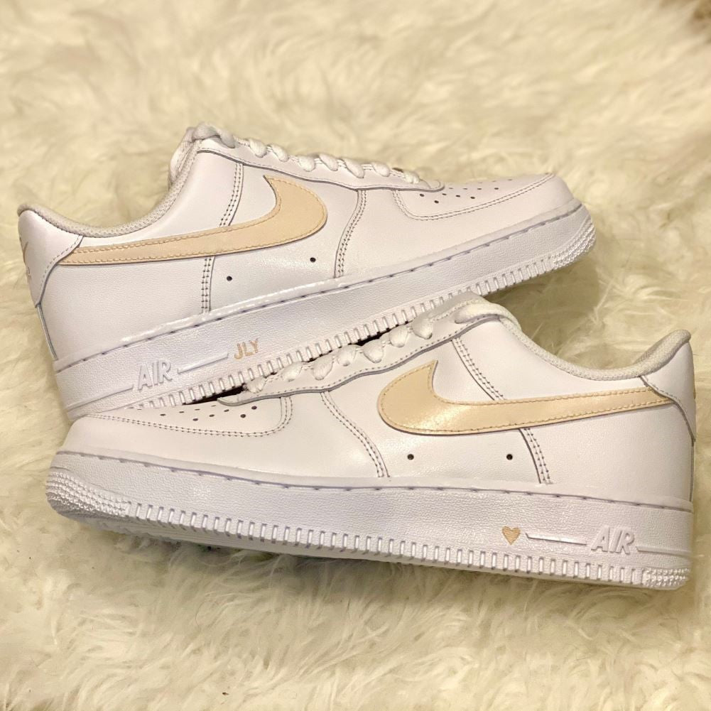 Beige Smooth Custom Sneakers Air Force 1