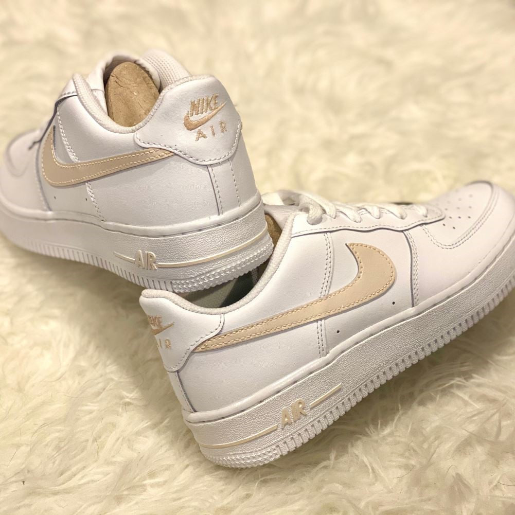 Beige Smooth Custom Sneakers Air Force 1