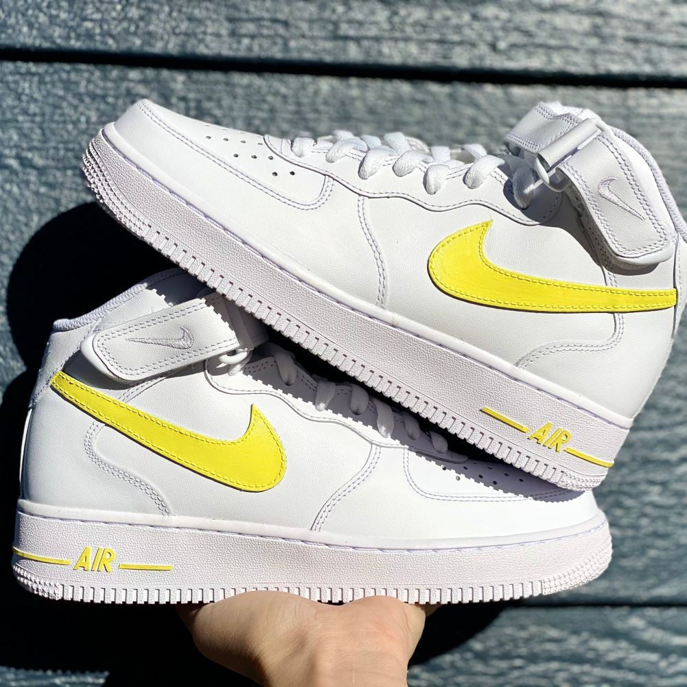 Yellow Smooth Custom Sneakers Air Force 1 Mid