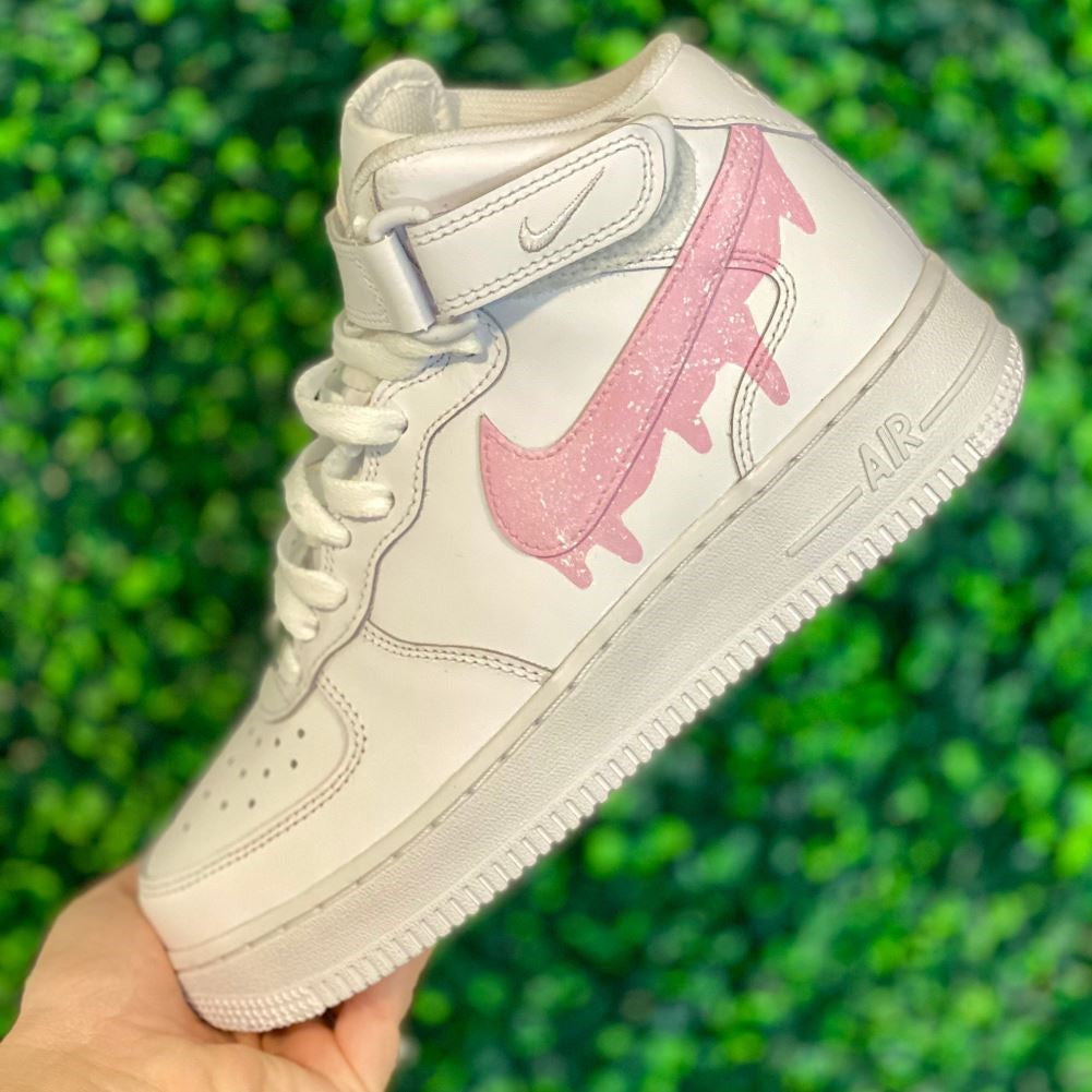 Baby Pink Drip Custom Sneakers Air Force 1 Mid