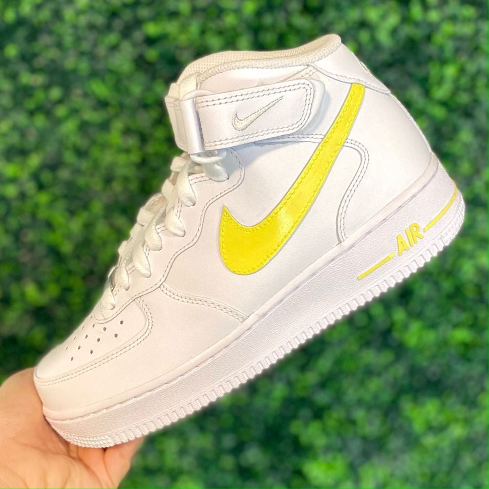 Yellow Smooth Custom Sneakers Air Force 1 Mid