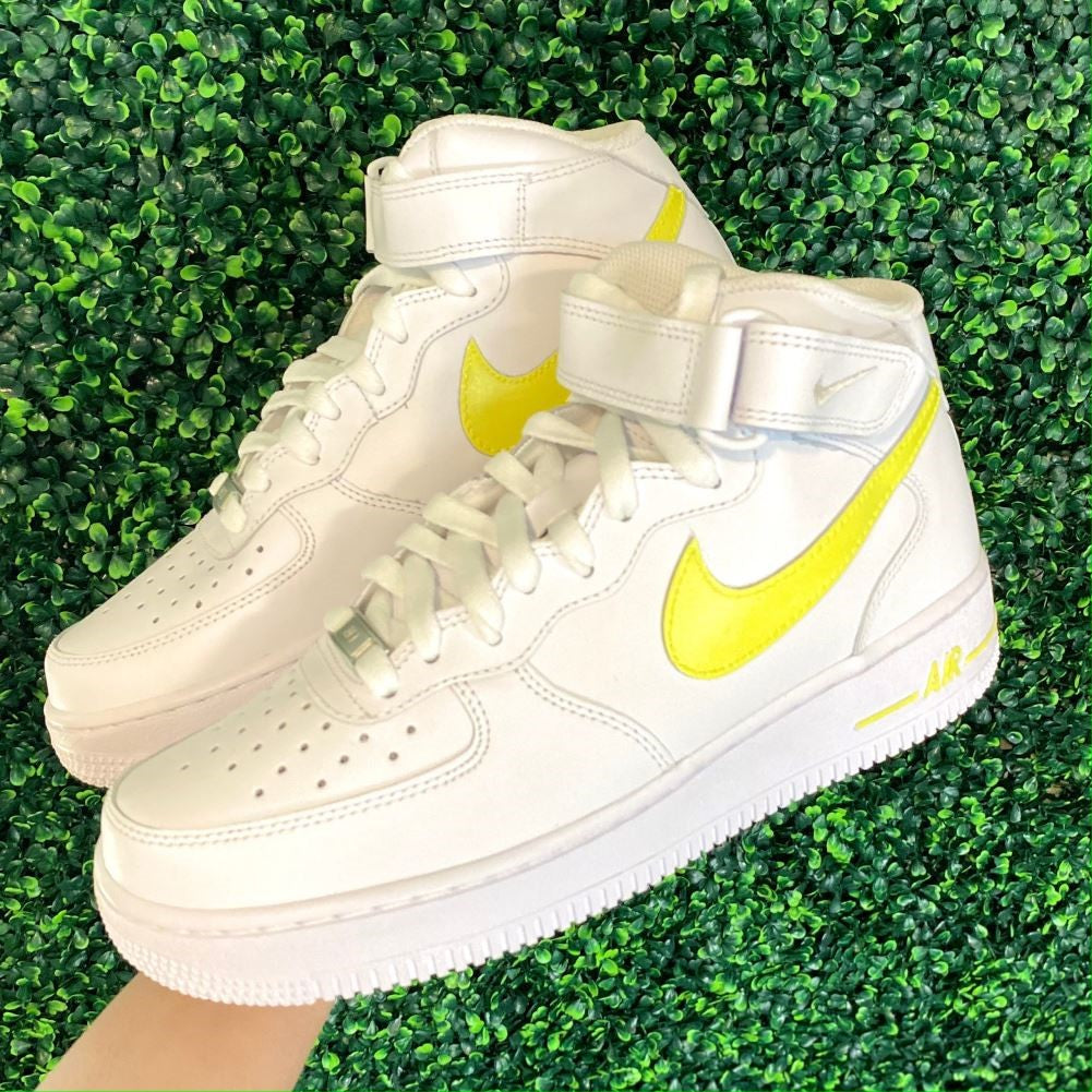 Yellow Smooth Custom Sneakers Air Force 1 Mid