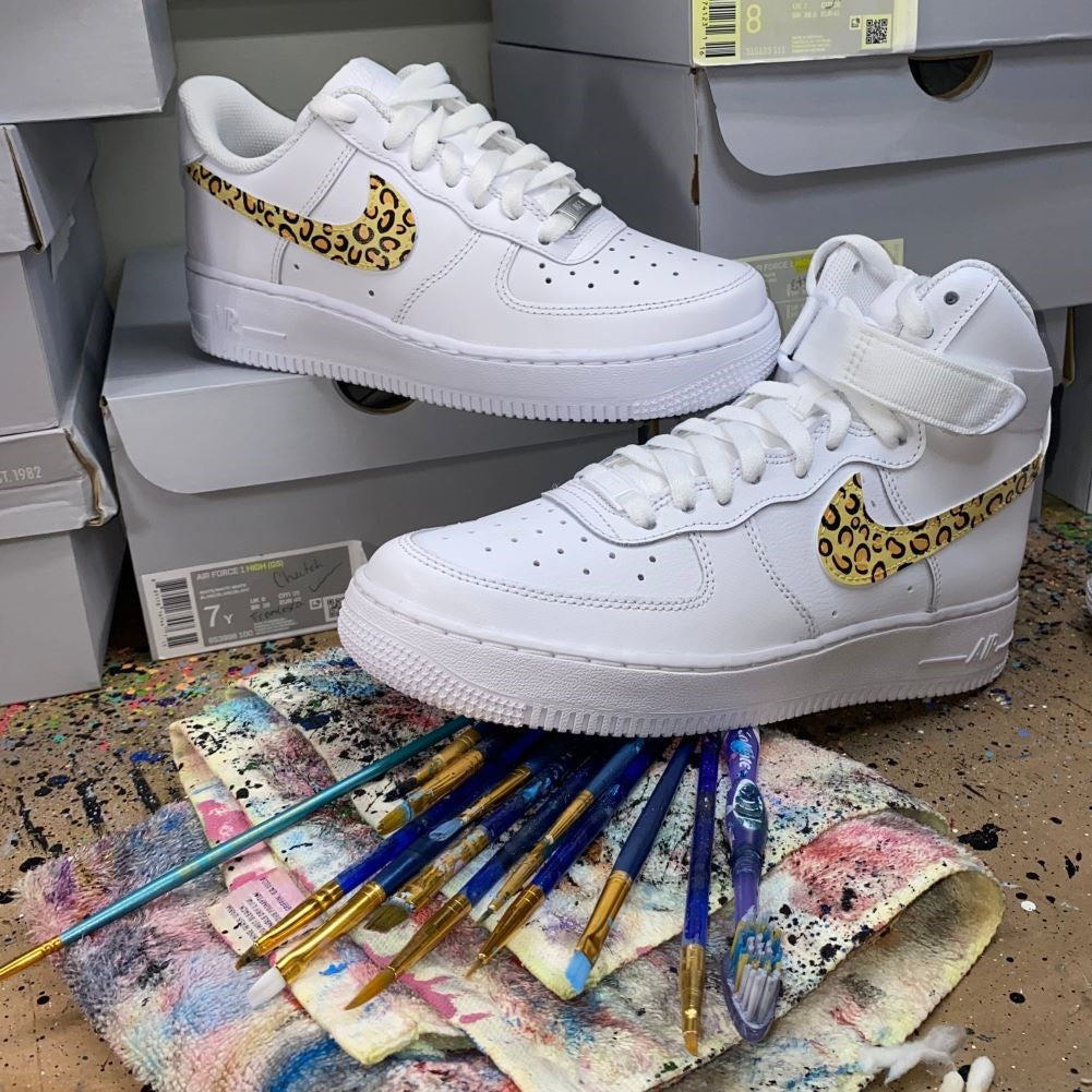 Leopard Print Custom Sneakers Air Force 1 High