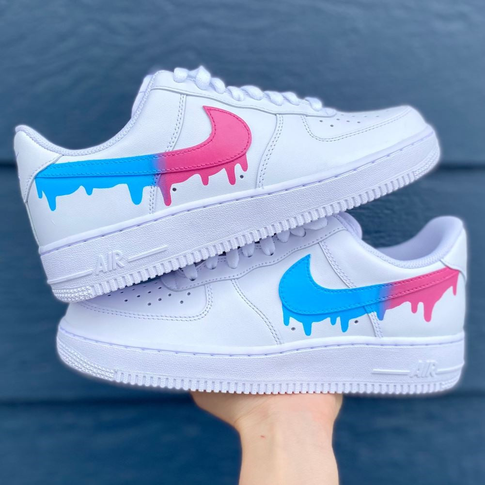 Pink Blue Drip Custom Sneakers Air Force 1