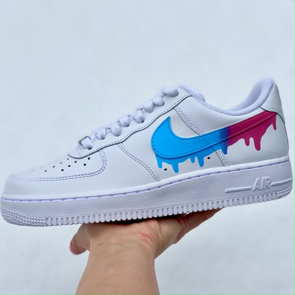 Pink Blue Drip Custom Sneakers Air Force 1