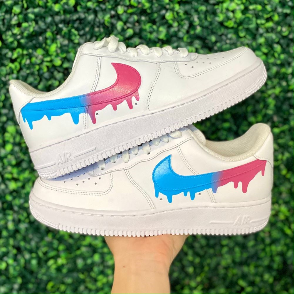 Pink Blue Drip Custom Sneakers Air Force 1