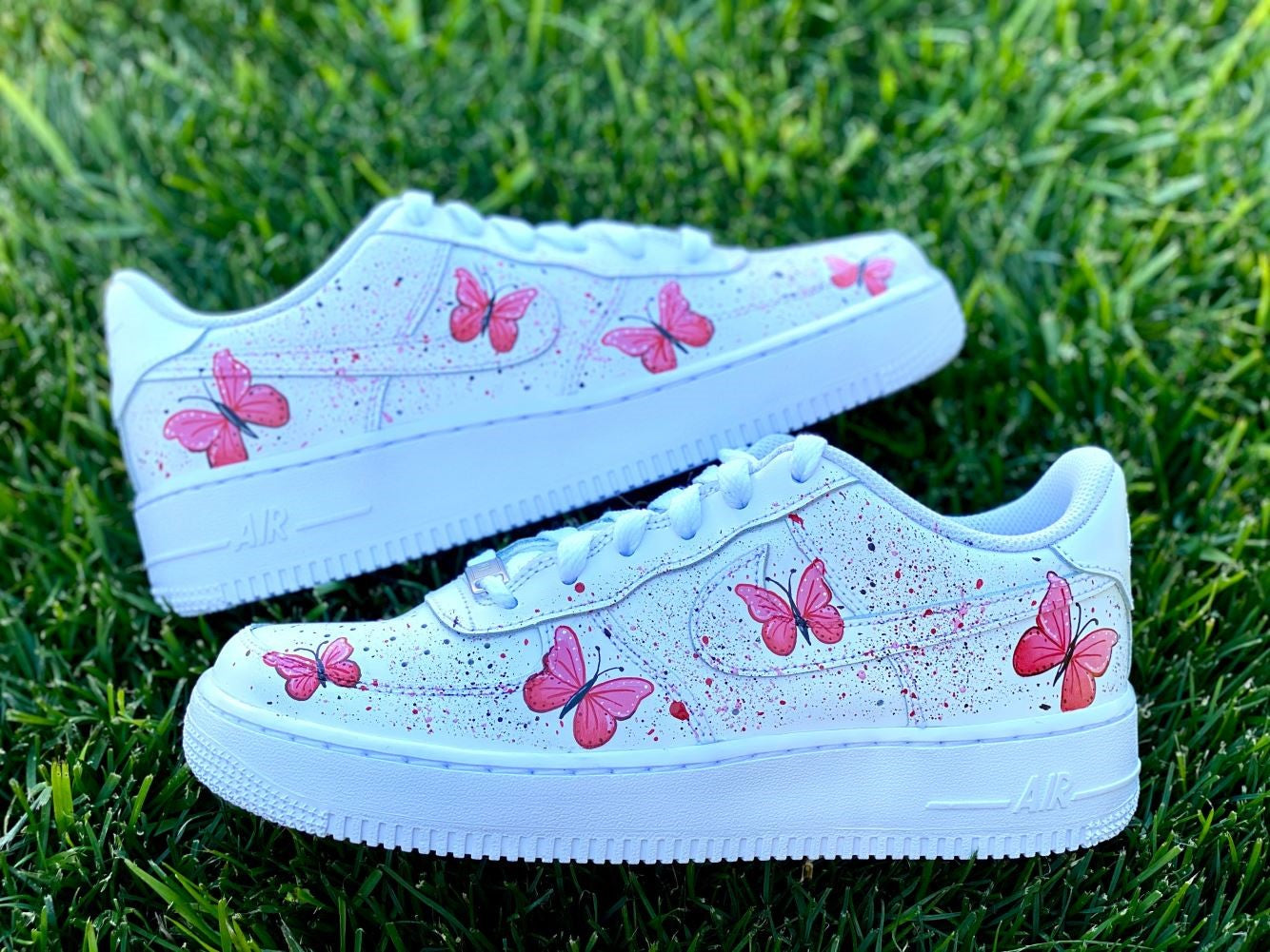 Pink Butterflies Splash Custom Sneakers Air Force 1