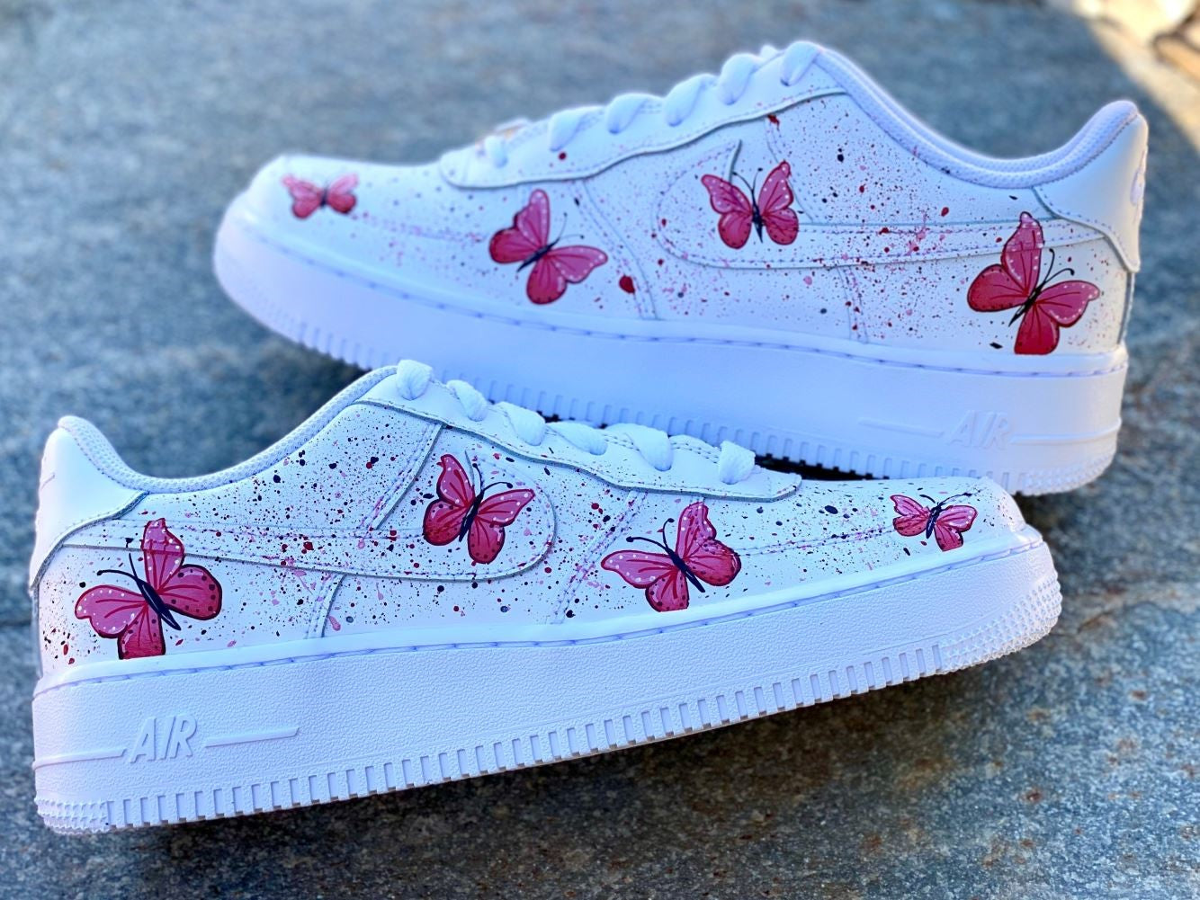 Pink Butterflies Splash Custom Sneakers Air Force 1