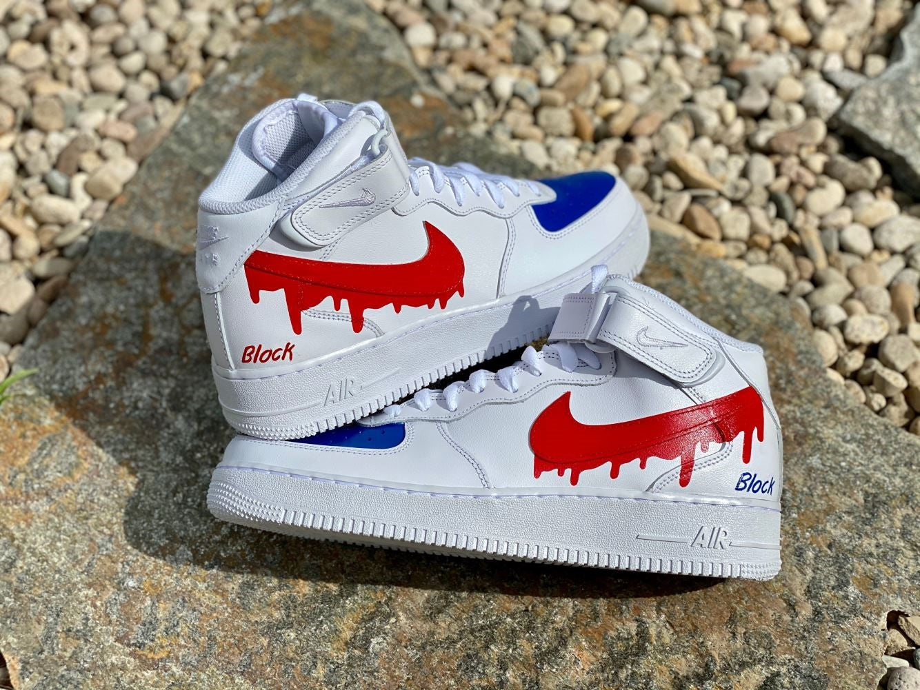 Red Blue Dripping Custom Sneakers Air Force 1 Mid