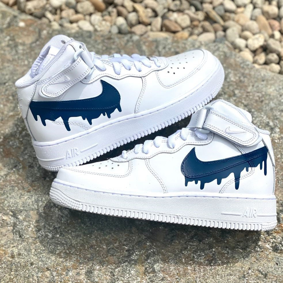 Dark Grey Dripping Custom Sneakers Air Force 1 Mid