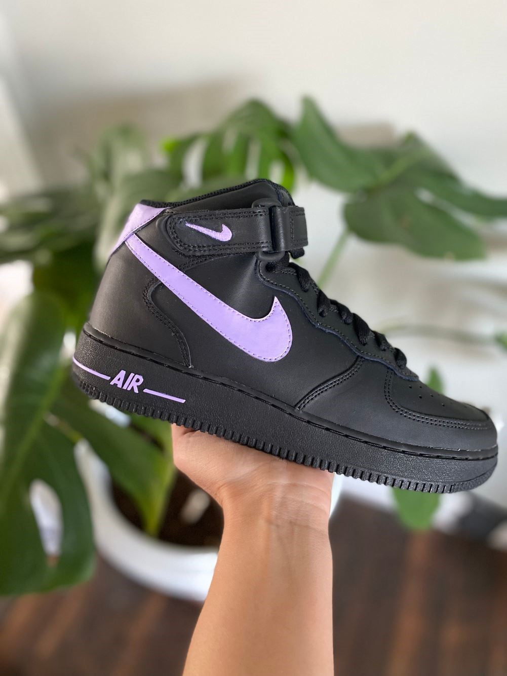 Black Purple Custom Sneakers Air Force 1 Mid