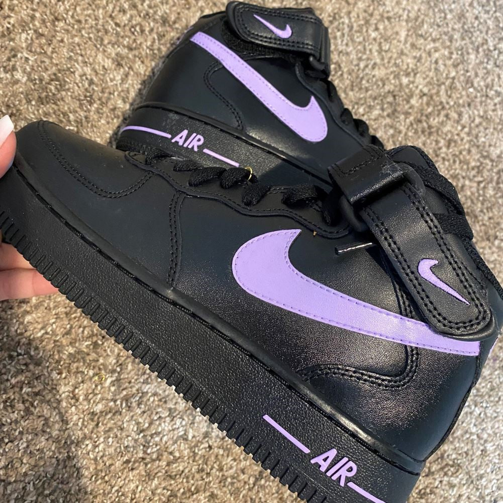 Black Purple Custom Sneakers Air Force 1 Mid