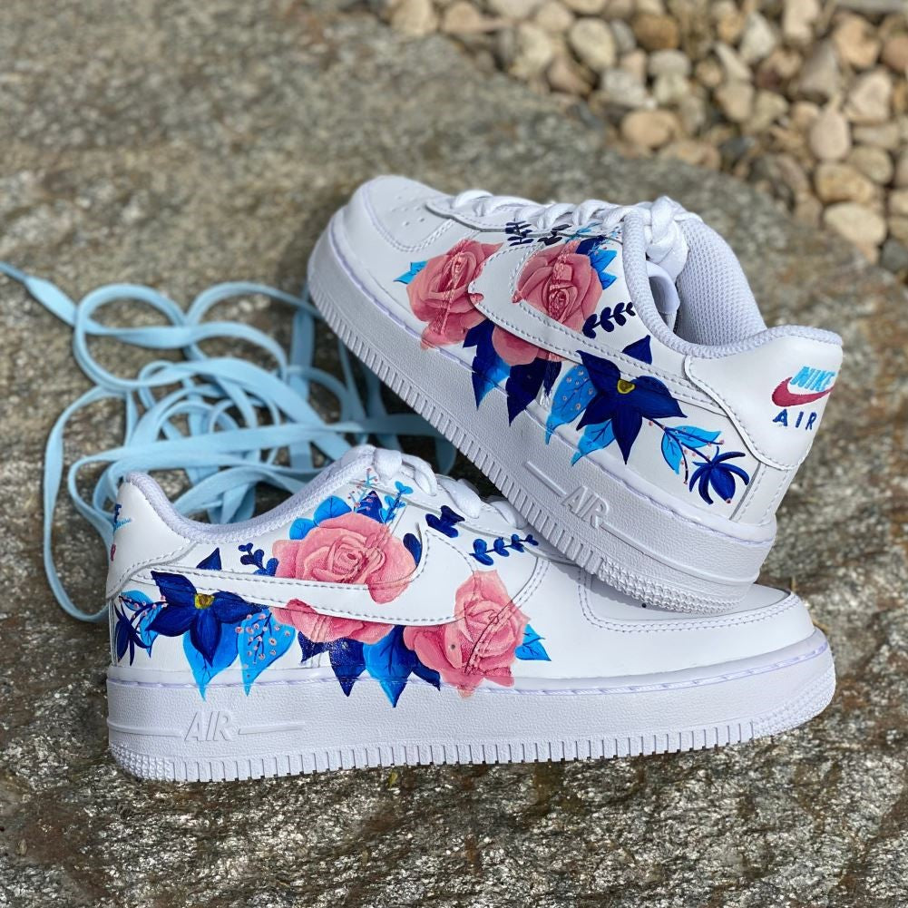 Pink Blue Flower Custom Sneakers Air Force 1