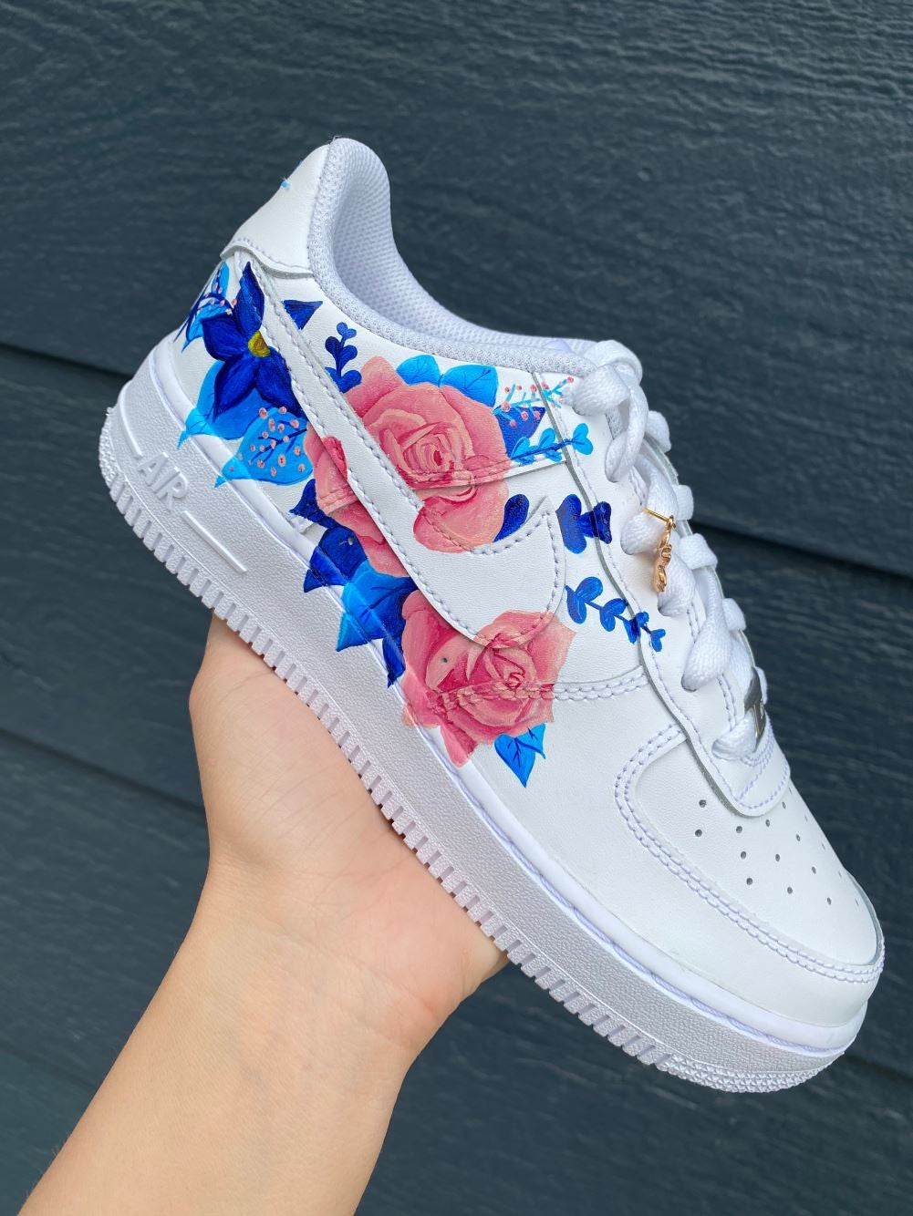 Pink Blue Flower Custom Sneakers Air Force 1