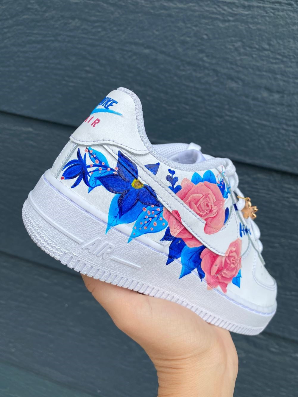 Pink Blue Flower Custom Sneakers Air Force 1