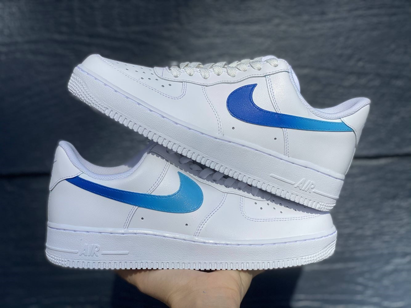 Blue Gradient Smooth Custom Sneakers Air Force 1