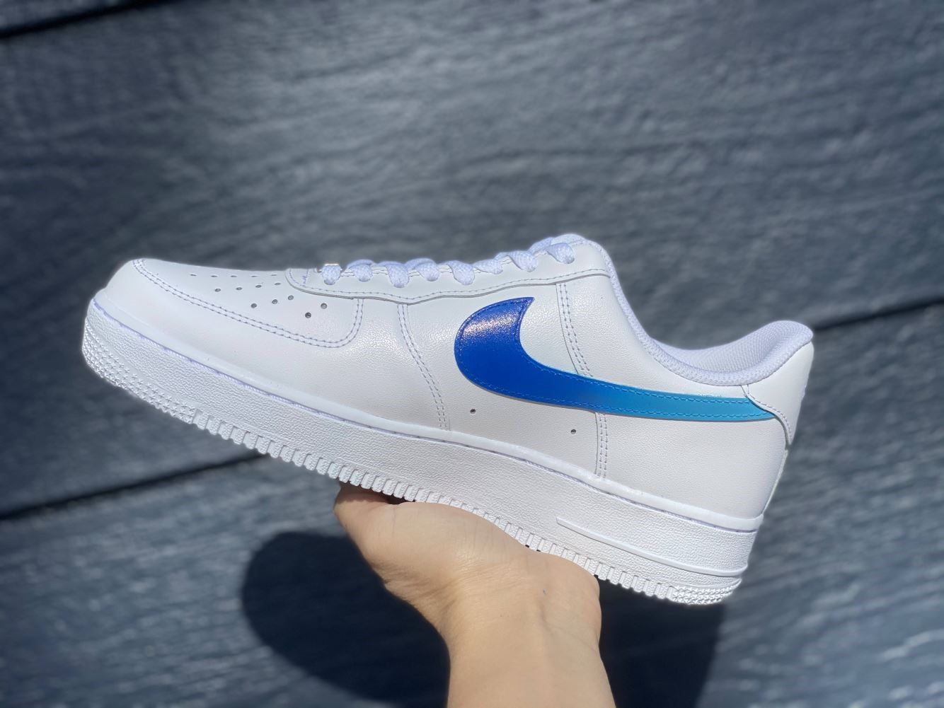 Blue Gradient Smooth Custom Sneakers Air Force 1