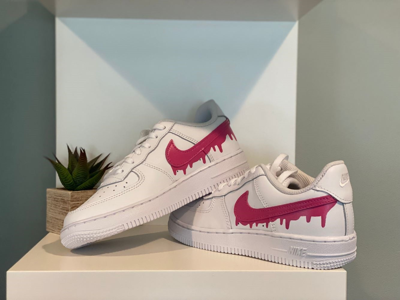 Pink Dripping Custom Sneakers Air Force 1