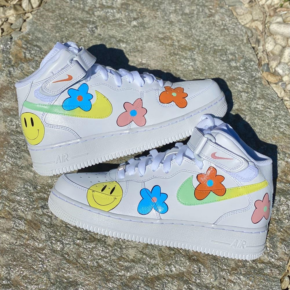 Smile Flower Custom Sneakers Air Force 1 Mid