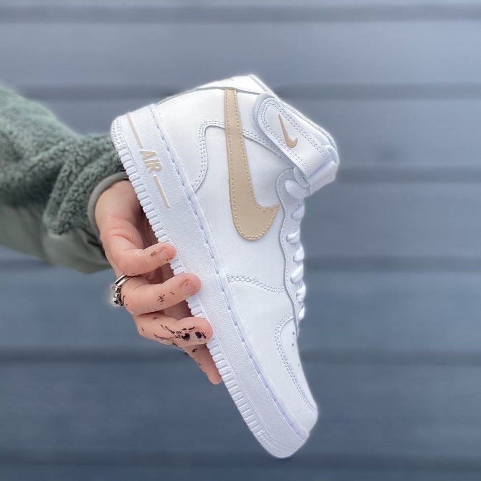 Beige Custom Sneakers Air Force 1 Mid