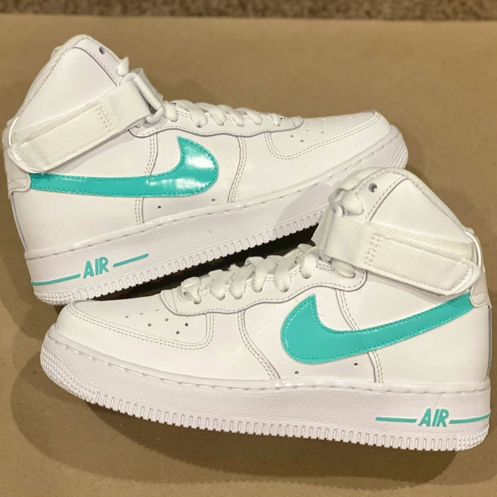 Mint Green Smooth Custom Sneakers Air Force 1 High