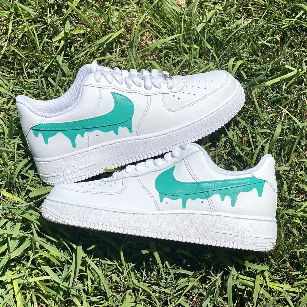 Mint Green Dripping Custom Sneakers Air Force 1