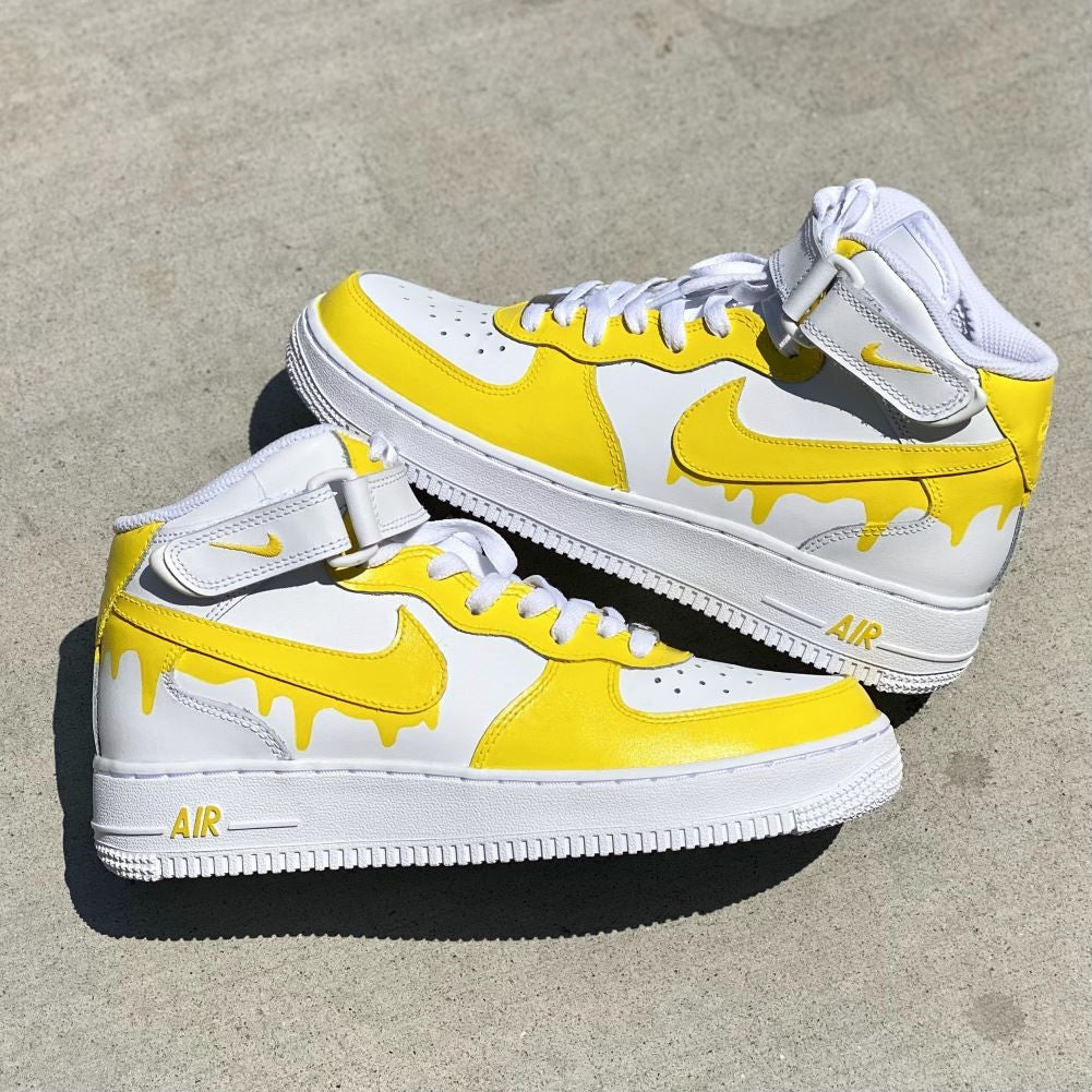 Yellow Dripping Custom Sneakers Air Force 1 Mid