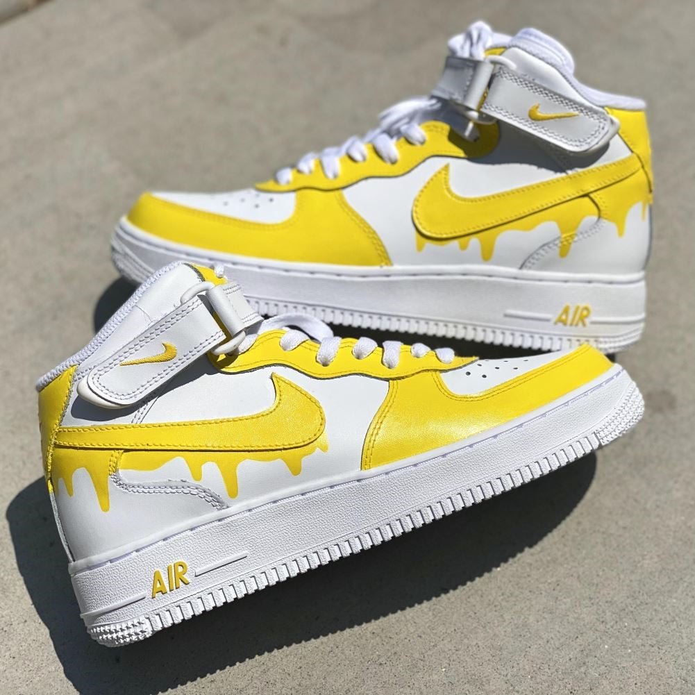 Yellow Dripping Custom Sneakers Air Force 1 Mid